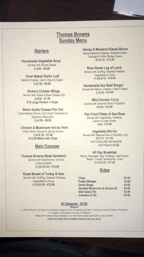 brown thomas restaurant menu.